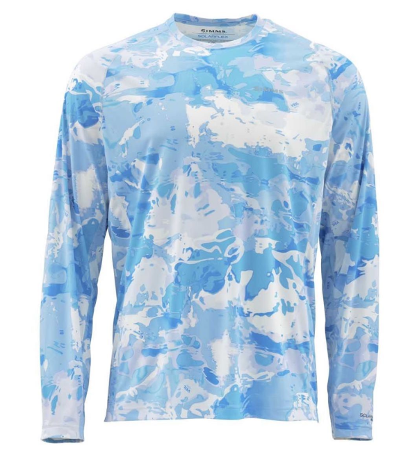 Simms Solarflex Crewneck Print Cloud Camo Blue Simms Solarflex Crewneck Print Cloud Camo Blue